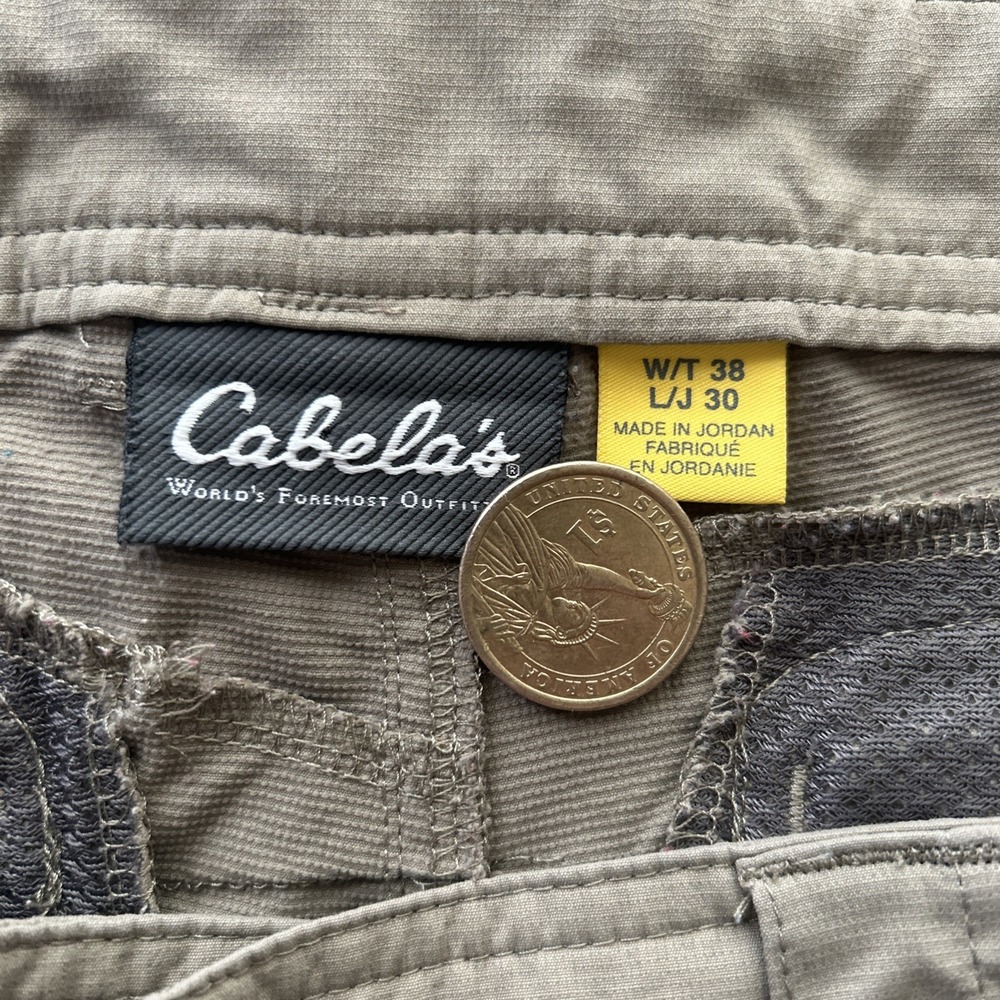 Cabelas Men's 38x30 Beige‎ Nylon Hiking Utility Pants 29" Inseam Zipper Pockets - Picture 4 of 6